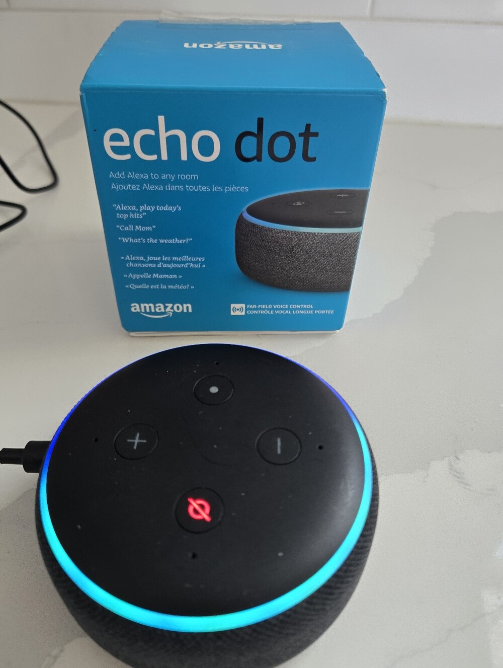 Amazon Echo Dot Smart Speaker - Black with Blue Accent